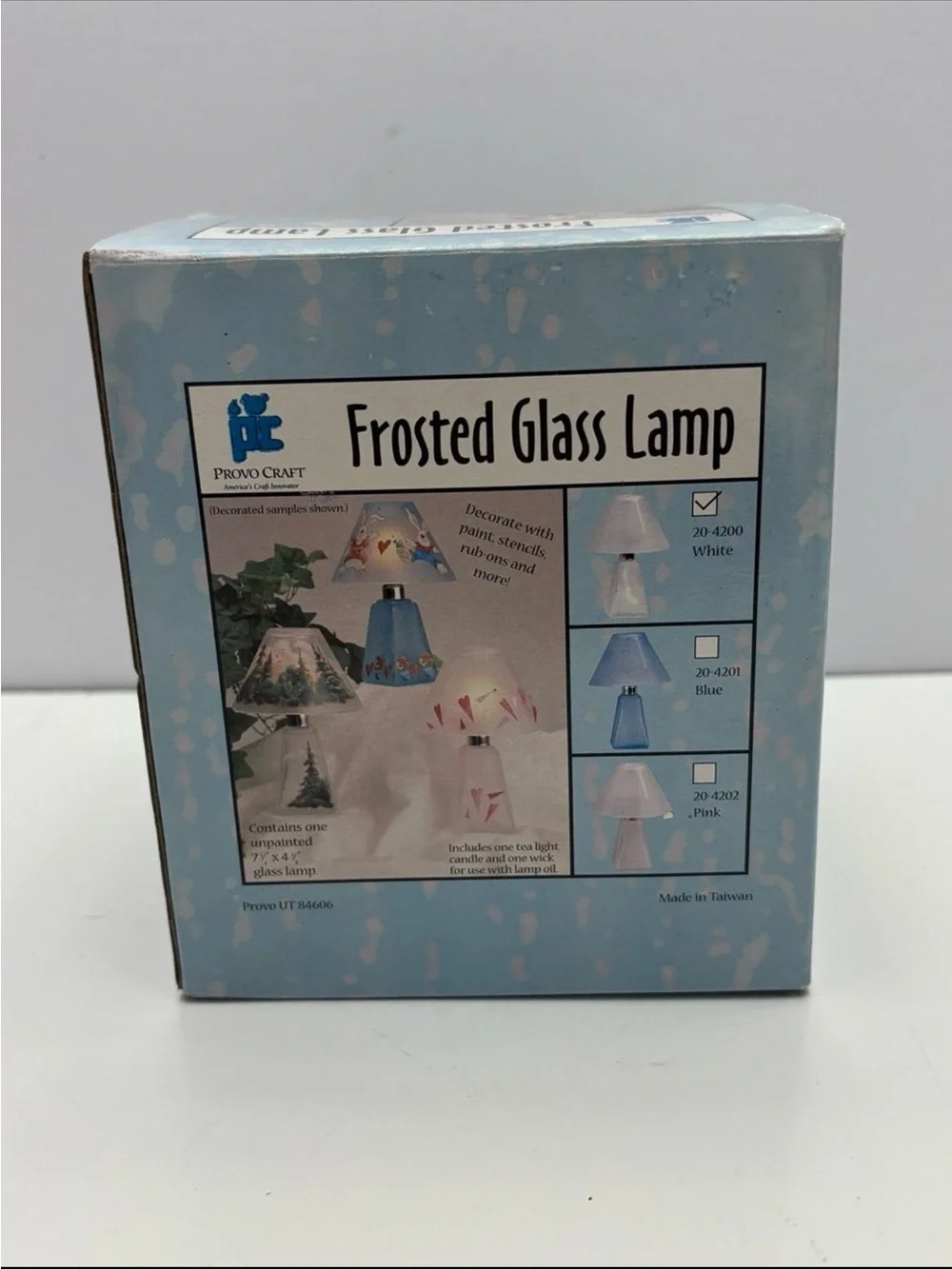 New with box PROVO CRAFT Frosted Glass Lamp Kit - Unpainted